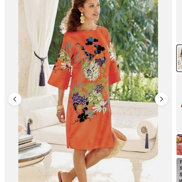 SOFT SURROUNDINGS POLYNESIAN PRINT DRESS IN ORANGE - Picture 5 of 5